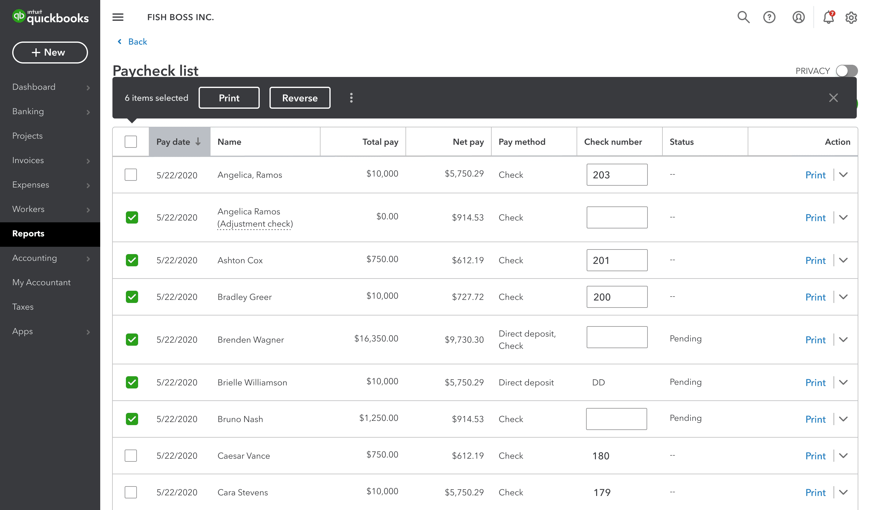 QuickBooks payroll check list