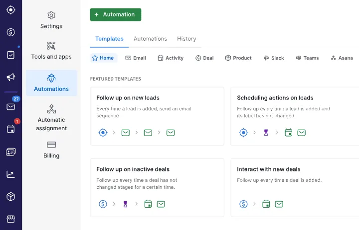Pipedrive workflow automation templates
