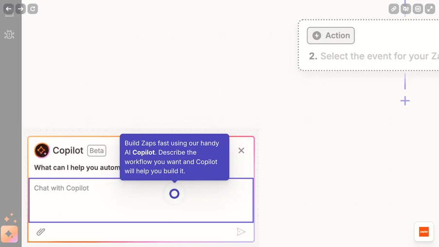 Zapier Copilot building a Zap