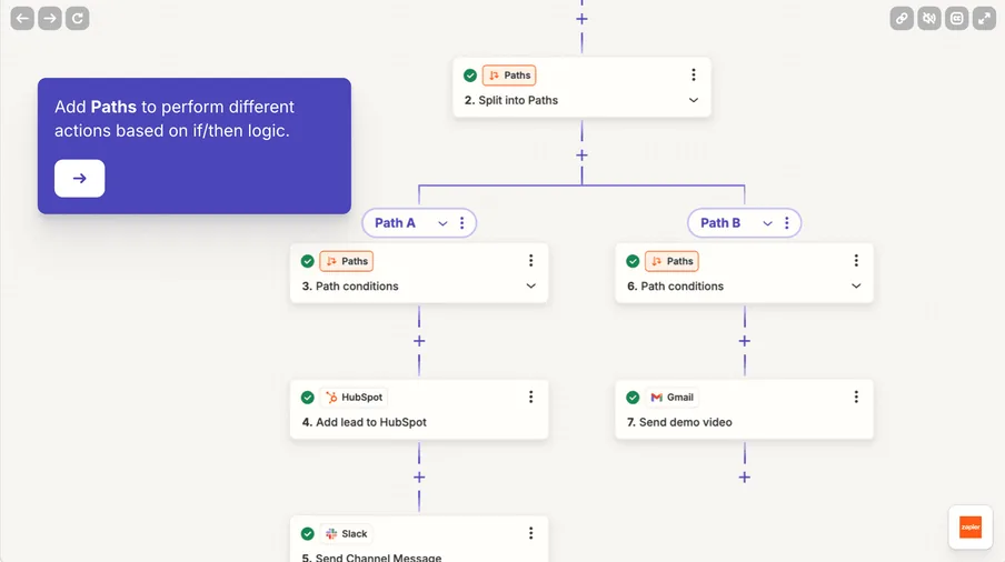 Zapier Paths for conditional logic
