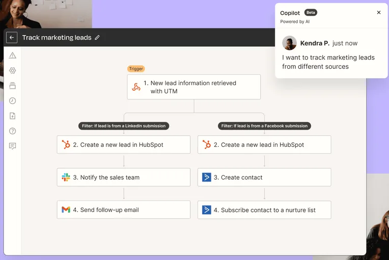 Zapier marketing-lead workflow built with Copilot